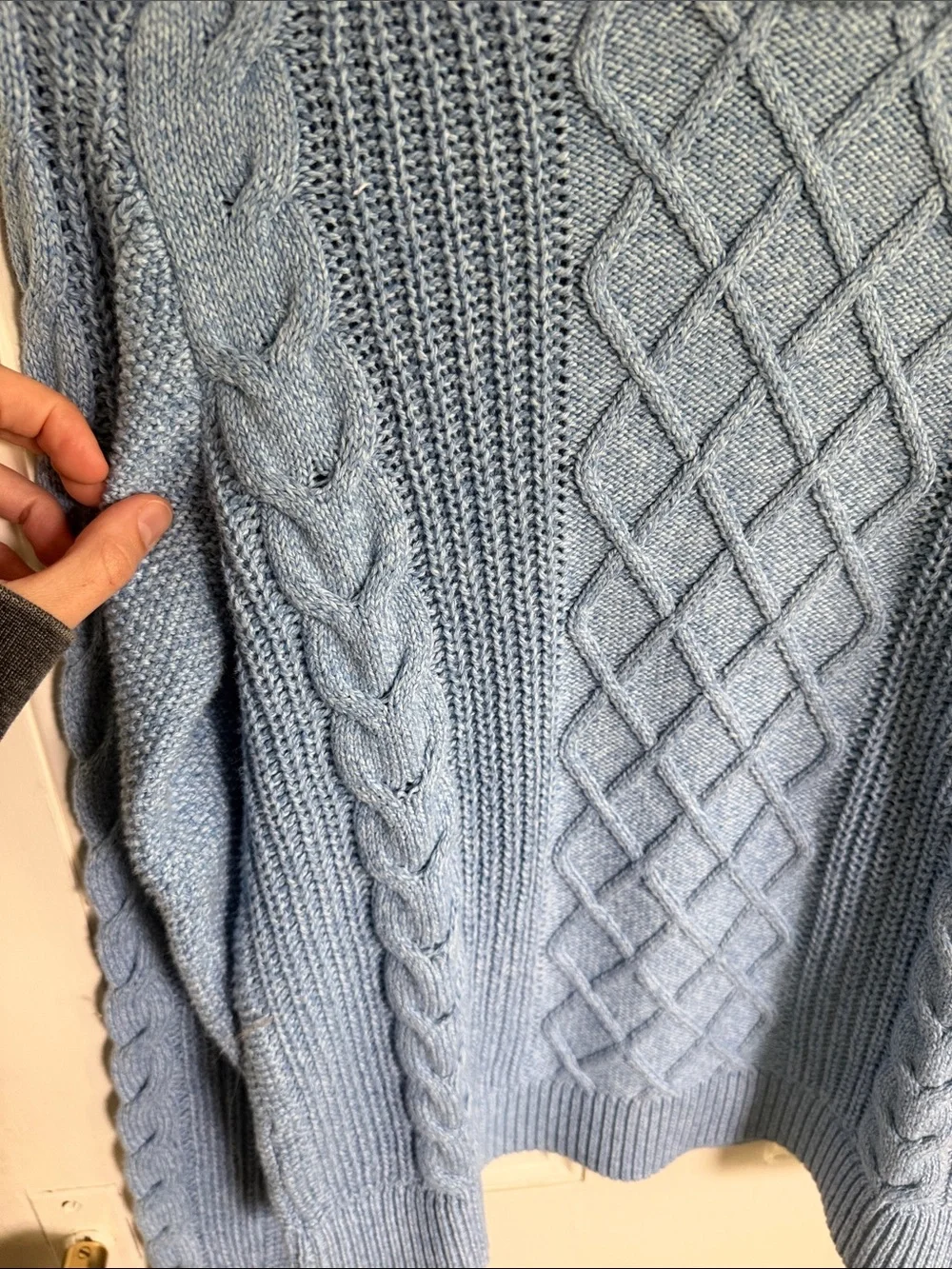 Talbots Light Blue Cable Knit Crewneck Sweater